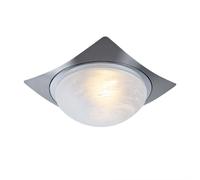 Plafonnier intérieur cage d'escalier salon lampe applique verre albâtre blanc effet lumière, métal brossé, 1x E27, L 26 cm