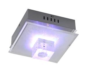 Plafonnier interrupteur à marchepied en verre, éclairage de salon, plafonnier décoratif à LED, chrome, 1x G4, LxlxH 20,5x20,5x12,5 cm