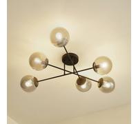 Plafonnier Isamer Lindby, dimmable, noir, Salon / Salle à manger, Métal, Moderne, Plafonnier