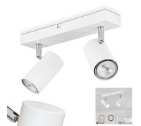 Plafonnier Javel, plafonnier moderne en métal blanc/chrome, luminaire moderne avec spots et bras de lampe orientables, 2 flammes, 2 x GU10, ampoule(s) non incluse(s)