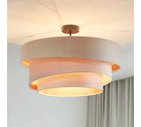 Plafonnier Jusari Lindby, dimmable, beige, Salon / Salle à manger, Textile / Tissu / Soie, Moderne, Plafonnier Tissu