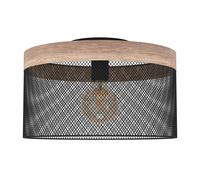 Plafonnier KILNSDALE E27 1X40W en acier et bois noir et marron D380mm