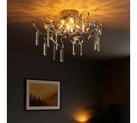 Plafonnier Kristallleuchte Luminaire de Salon Chrome Métal 6-Flammig Verre Clair