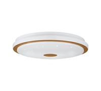 Plafonnier L1 LED 24W en acier et bois blanc et marron D380mm