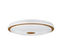 Plafonnier L1 LED 35W en acier et bois blanc et marron D480mm