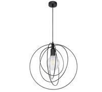 Plafonnier Lampe à suspendre Lampe de salon Anneaux Design Suspension, métal noir, 1x E27, diamètre x hauteur 40,2 x 120 cm, salon chambre à coucher