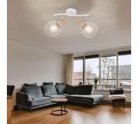 Plafonnier Suspension Bois Lampe Salle à Manger 2 à Flammes Cuisine Grille