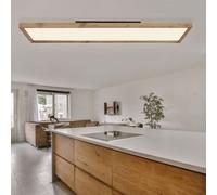 Plafonnier Lampe Bois Luminaire de Salon LED Du Jour Blanc Tdc L 120 CM