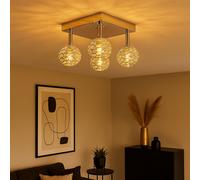 Plafonnier boules chrome lampe de salon plafonnier tressé lampe de couloir pivotant, métal, 4 flammes G9, LxPxH 25x20x15 cm