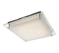Plafonnier chambre lampe lampe salon lampe verre lampe salle à manger, verre chromé dépoli décor carré, 1x LED 20W 1200Lm 3000K, HxLxP 8x43x43 cm