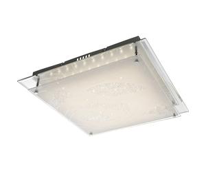 Plafonnier lampe chambre lampe salon lampe verre lumière salle à manger, chrome verre satiné décor carré, 1x LED 20W 1200Lm 3000K, HxLxP 8x43x43 cm