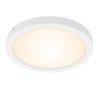 Plafonnier Lampe de bureau Panneau de montage blanc Lampe de salle à manger ronde, plastique métal, 1x LED 21,4W 2200lm 3000K blanc chaud, DxH 30x3,2 cm