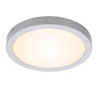 Plafonnier Lampe de bureau Panneau de montage chromé Lampe de salon ronde, plastique métal, 1x LED 21,4W 2200lm 3000K blanc chaud, DxH 30x3,2 cm