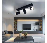 Plafonnier lampe de salon lampe de salle à manger lampe de chambre spot spot, métal chromé noir, 3 spots GU10 mobiles, L 41 cm