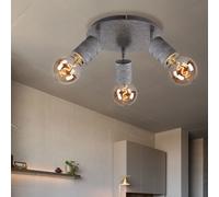 Plafonnier salon lumière salle à manger lampe plafonnier spot, aluminium métal argenté, 3 ampoules, H 16 cm