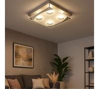 Plafonnier Lampe de Chambre à Coucher Acier Brossé Verre LED L 26 CM