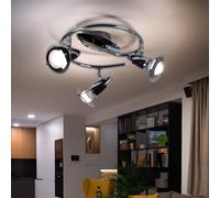 Plafonnier bois chromé spot rondelle lampe salon spot orientable Globo 54330-3