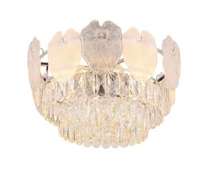 Plafonnier Lampe de chambre à coucher cristal verre 8 flammes Lampe de cuisine, métal chromé, 8x E14 douilles, DxH 50x27,9 cm