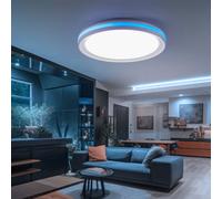 Plafonnier effet arc-en-ciel Plafonnier variateur de lumière Lampe de salon LED changement de couleur LED, avec télécommande, 1x LED 20W 1100Lm 2700-5000 Kelvin, D 40 cm