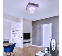 Plafonnier interrupteur à marchepied en verre, éclairage de salon, plafonnier décoratif à LED, chrome, 1x G4, LxlxH 20,5x20,5x12,5 cm