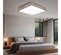 Plafonnier design plafonnier salon lampe cuisine, aspect bois blanc opale graphite, 1x LED 12 watts 750 lumen blanc chaud, HxLxP 6x30x30 cm