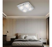 Plafonnier plafonnier lampe en cristal lampe de salon lampe de salon, cristaux de verre chromé clair, LED 4W 1600Lm blanc chaud, LxlxH 30x30x8,4cm