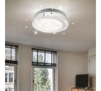 Plafonnier LED plafonnier effet ciel étoilé lampe de chambre chrome, verre opale, 18W 1250lm blanc chaud-blanc froid, DxH 27x6,5 cm