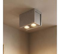 Plafonnier, luminaire de couloir, plafonnier, lampe de chambre, luminaire de salon, lampe de cuisine, métal gris béton, GU10 2 ampoules, L 18 cm