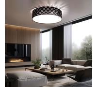 Plafonnier Lampe De Chambre Noire En Tissu Ronde LED D 38 Cm