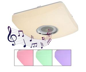 Plafonnier lampe de chambre opale veilleuse dimmable, LED RVB télécommande application musique, 1x LED 18W 1120lm 3000-6000K, LxlxH 37x37x8,5 cm