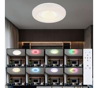 Plafonnier avec télécommande Plafonnier changement de couleur Lumière du jour Cristaux, anneau chromé, RGB LED 18W 710Lm blanc chaud froid, D 39 cm