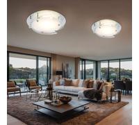 Plafonnier LED plafonnier en cristal lampe de salon lampe de chambre lampe de couloir, métal verre blanc, 12W 680Lm blanc chaud, DxH 25x9,5 cm, lot de 2