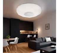 Plafonnier plafonnier lampe de salon lampe de salle à manger lampe de chambre, décor miroir blanc, 1x LED 21W 1830Lm blanc neutre, DxH 40x10,5cm