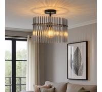 Plafonnier LED barres de verre fumé Lampe de salon Plafonnier ovale Lampe de chambre, 4W 320lm blanc chaud, LxLxH40x22x34 cm