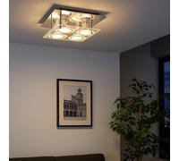 Plafonnier salon lumière salle à manger lampe plafonnier chambre lampe cuisine lumière, verre chromé argent, 4 ampoules GU10, 3W 280Lm 3000K blanc chaud, L 26 cm