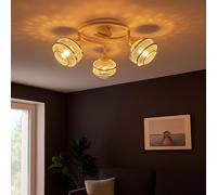 Lampe de plafond Rondell Lampe de plafond à 3 flammes pour la salle à manger avec spots mobiles, anneau en métal chromé, 3x E14 douilles, DxH 25x21,5 cm