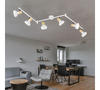 Plafonnier Lampe De Chambre Spot 6-Flammes Réglable Effet Bois Blanc