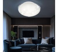 Plafonnier LED rond en verre, luminaire de couloir en cristal, lampe de cuisine blanche, 8W 645lm blanc neutre, DxH 25x9,5 cm, Globo 48258-8