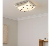 Plafonnier verre cristal clair salon plafonnier carré lampe de salon, métal opale, 1x LED 18W 1700 Lm blanc chaud, LxPxH 30x30x12 cm