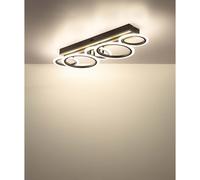 Plafonnier, lampe de chevet, noir, aspect bois, LED, CCT, L 74,5 cm
