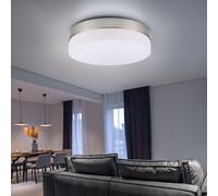 Plafonnier Lampe De Couloir Lampe De Salon 2 Flammes E27 Verre Opale Nickel Mat