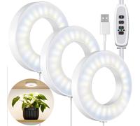Plafonnier Lampe de culture Led plein spectre Lampe de culture 144LEDs Lampe de croissance Pour petites plantes d'intérieur Minuterie lumière pour plantes, USB(3 têtes)