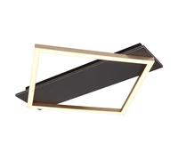 Plafonnier design lampe bois gris clair LED noir carré lampe de salon
