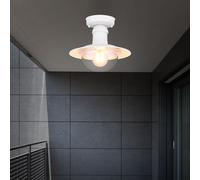 Plafonnier blanc Lampe d'extérieur Lampe de balcon Plafonnier d'extérieur, métal, 1x douille E27, DxH 23,6x21,5 cm