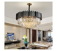 Plafonnier Lampe de Moderne Luxe Noir Rond Ovale Acier Inoxydable k9 en Cristal Tricolore Pendentif léger pour Manger, Salon, Chambre à Coucher