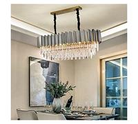 Plafonnier Lampe de Moderne Luxe Noir Rond Ovale Acier Inoxydable k9 en Cristal Tricolore Pendentif léger pour Manger, Salon, Chambre à Coucher