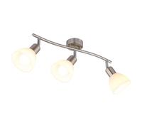 Plafonnier, lampe de plafond, applique murale, nickel mat, verre opale, LED, H 16,5 cm