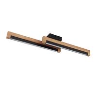 Plafonnier Lampe de plafond en bois Lampe de salle à manger Lampe de salon Lampe de chambre à coucher, métal bois alu plastique noir marron, effet d'étoile, 1x LED 12W 300Lm 3000K blanc chaud, L 70 cm