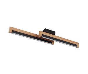 Plafonnier Lampe de plafond en bois Lampe de salle à manger Lampe de salon Lampe de chambre à coucher, métal bois alu plastique noir marron, effet d'étoile, 1x LED 12W 300Lm 3000K blanc chaud, L 70 cm