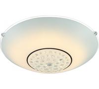 Plafonnier lampe de plafond lampe de salon lumière salle à manger lampe chambre, métal chrome cristaux opale, 1x LED 18W 1440Lm 3100K, DxH 40x12cm